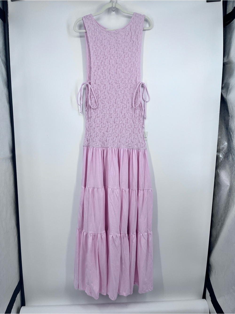 NWT Free People Sterling Maxi Dress XL Pink Chalk Smocked Tiered Boho Country - Picture 2 of 13